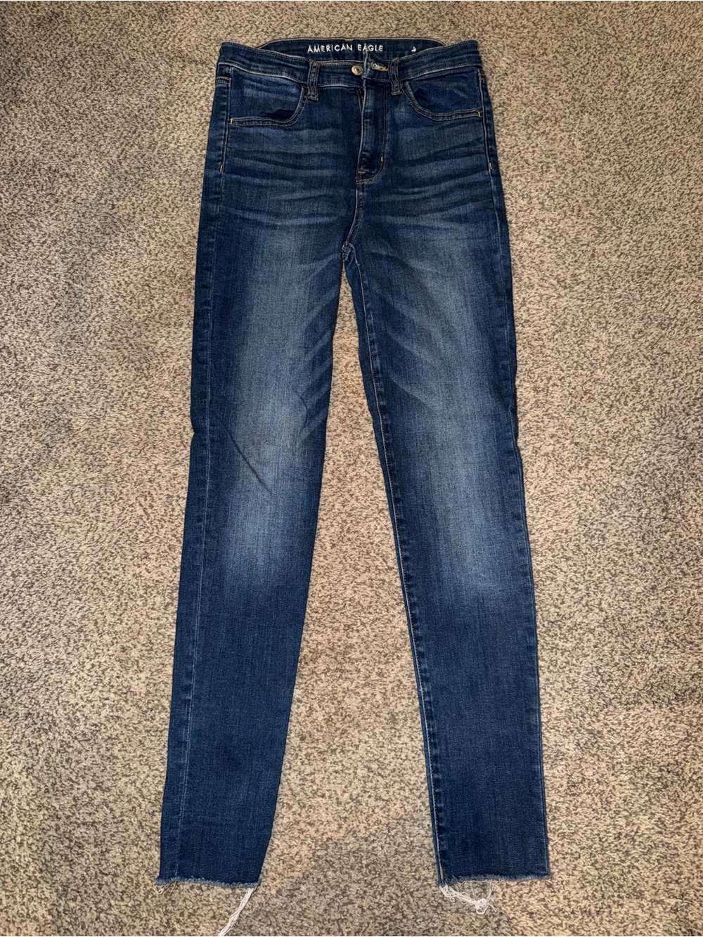 American Eagle Outfitters Super High-Rise Skinny Jeans in Dark Blue